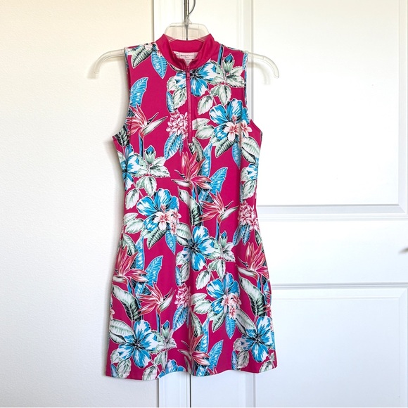 Tommy Bahama Dresses & Skirts - Tommy Bahama Sleeveless Tropical Floral Zip-Front Golf Dress with Shorts